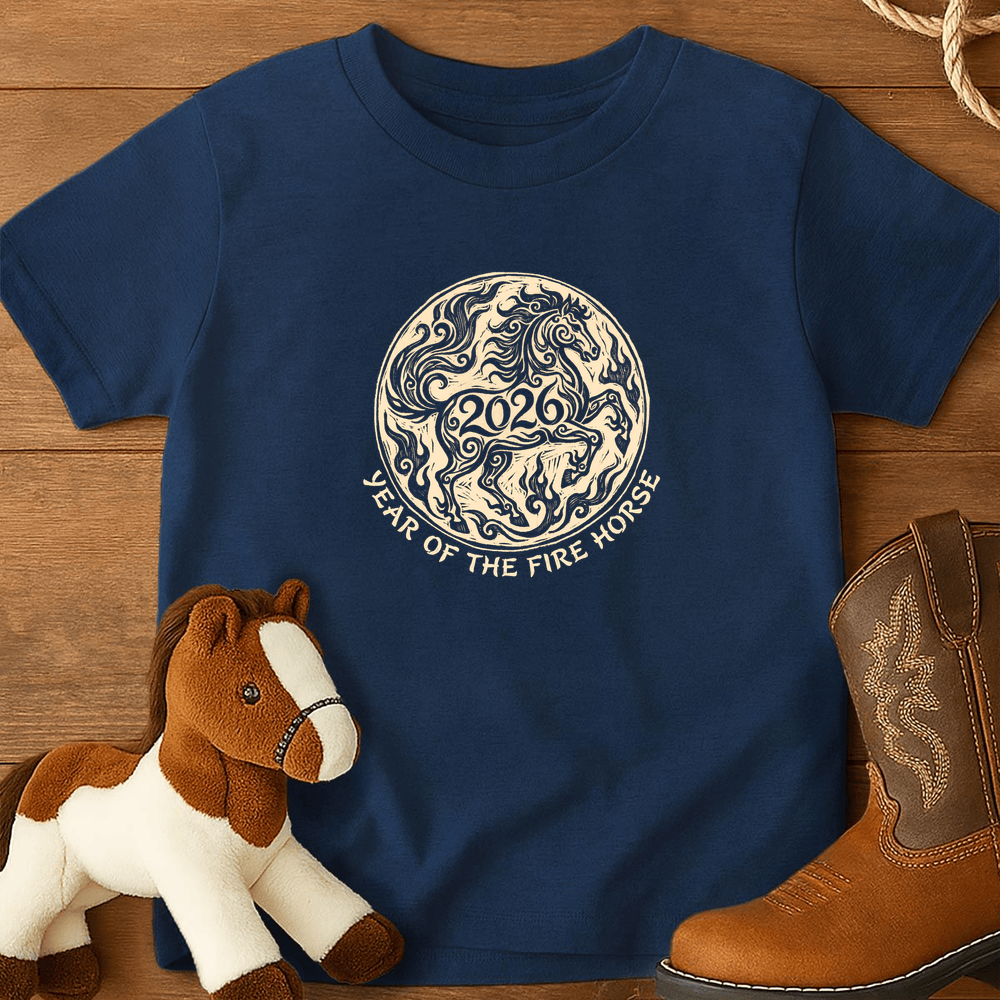 Year Of The Fire Horse 2 - Youth Shirt - Navy