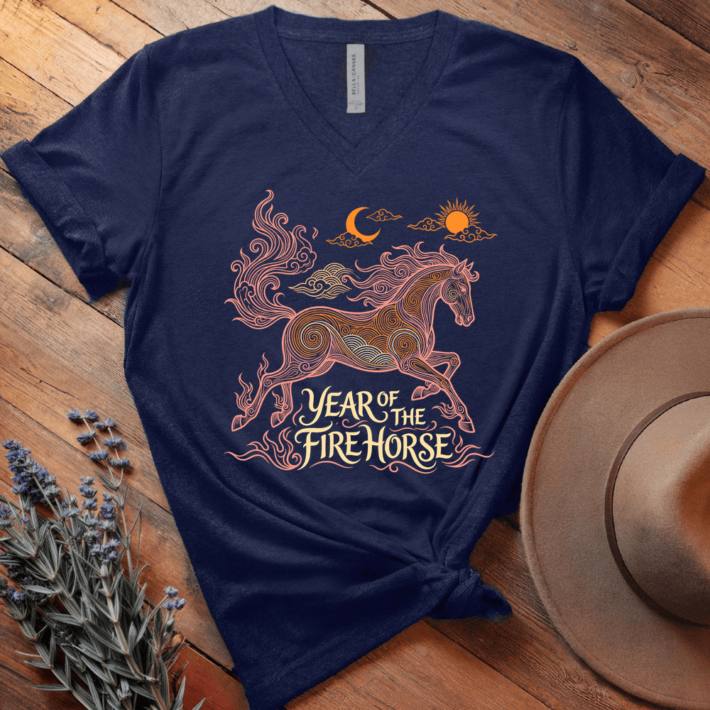 Year Of The Fire Horse 12 - V-neck - Navy