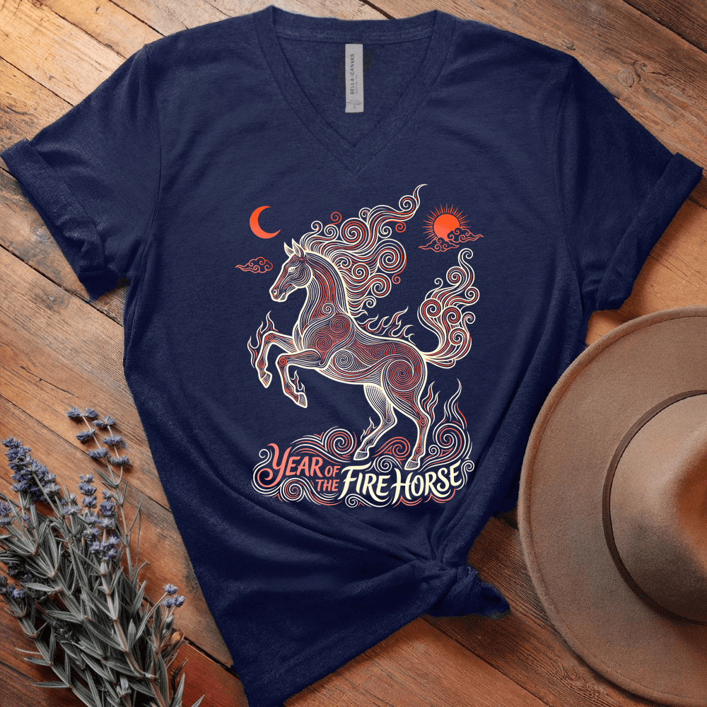 Year Of The Fire Horse 11 - V-neck - Navy