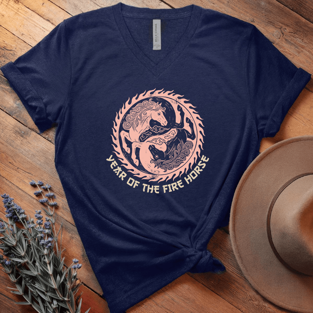 Year Of The Fire Horse 7 - V-neck - Navy