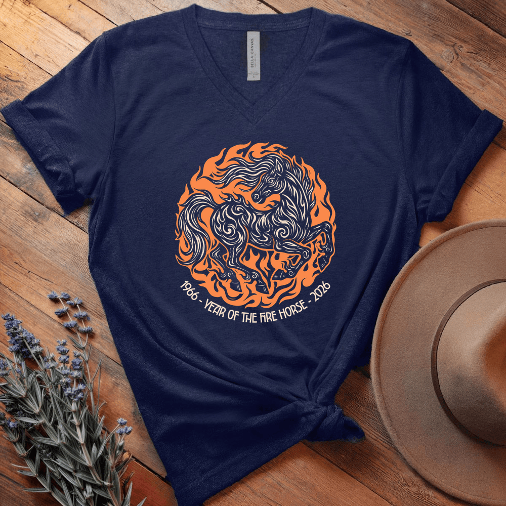 Year Of The Fire Horse 5 - V-neck - Navy