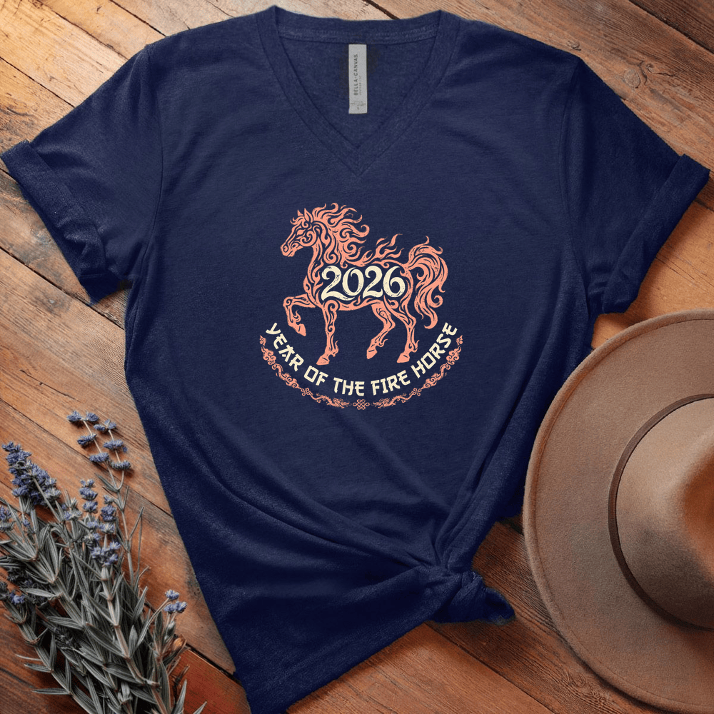 Year Of The Fire Horse 4 - V-neck - Navy