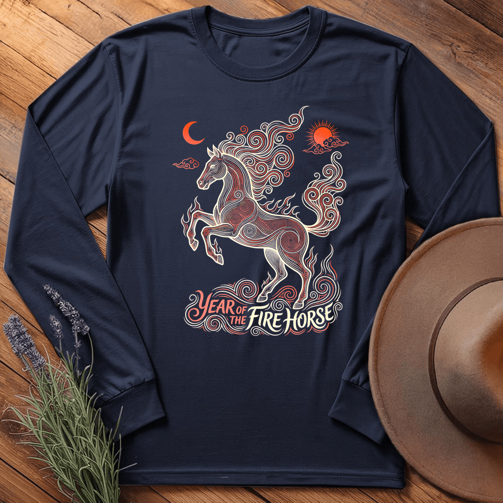 Year Of The Fire Horse 11 - Long Sleeve - Navy