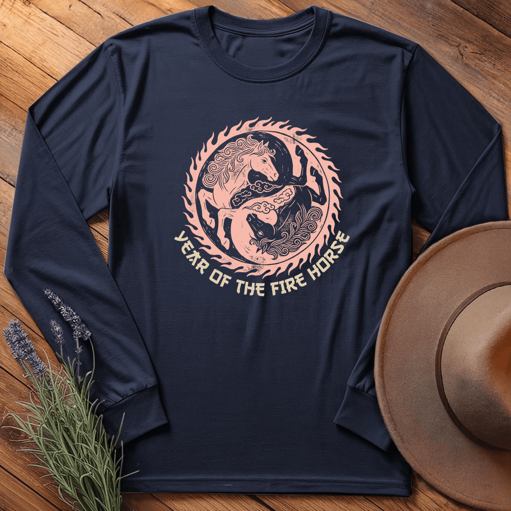 Year Of The Fire Horse 7 - Long Sleeve - Navy