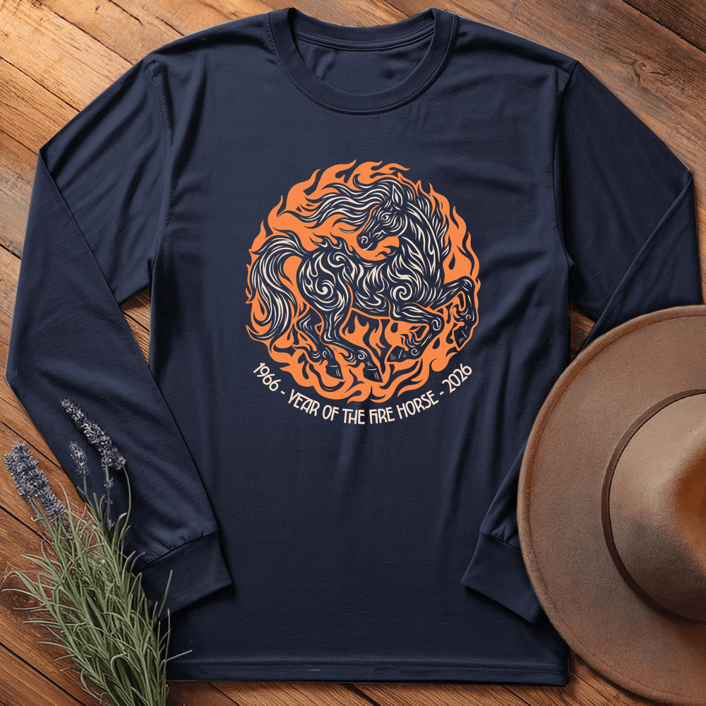 Year Of The Fire Horse 5 - Long Sleeve - Navy