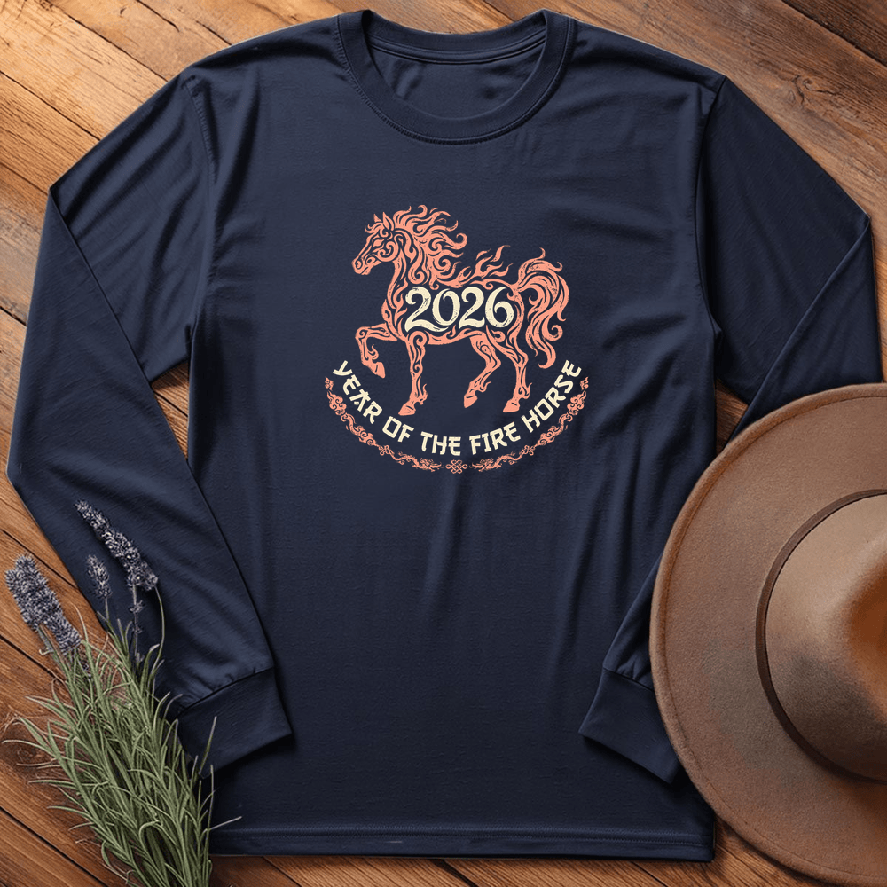 Year Of The Fire Horse 4 - Long Sleeve - Navy