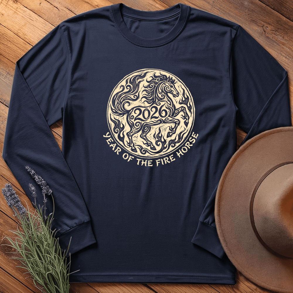 Year Of The Fire Horse 2 - Long Sleeve - Navy