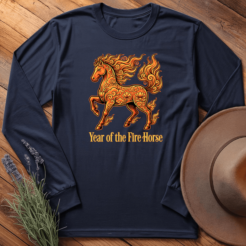 Year Of The Fire Horse 10 - Long Sleeve - Navy