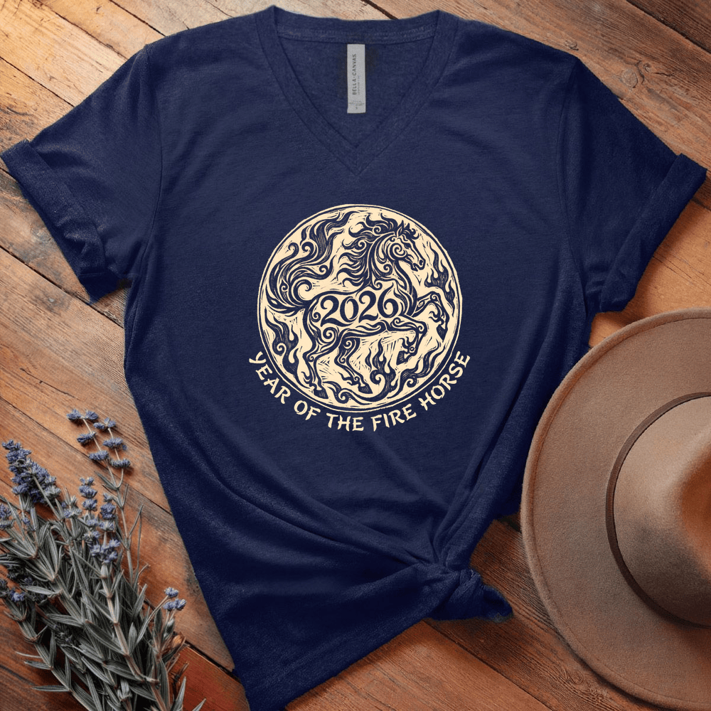 Year Of The Fire Horse 2 - V-neck - Navy