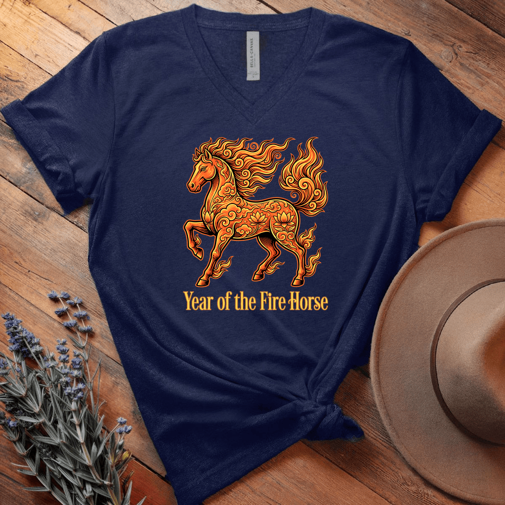 Year Of The Fire Horse 10 - V-neck - Navy