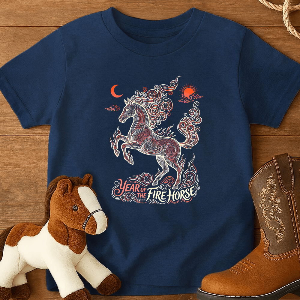 Year Of The Fire Horse 11 - Youth Shirt - Navy
