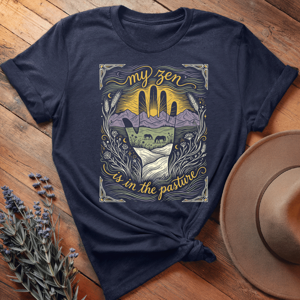My Zen is in the Pasture - Premium Lightweight Tee - Navy