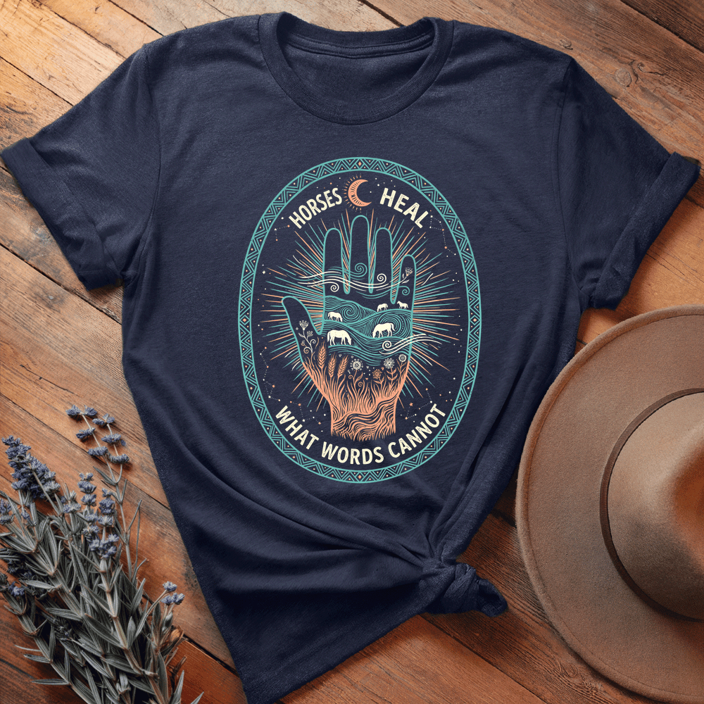 Horses Heal What Words Cannot - Premium Lightweight Tee - Navy