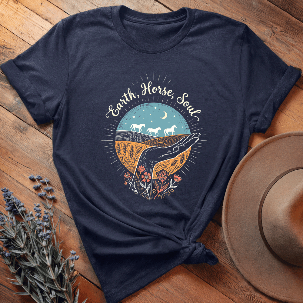 Earth, Horse, Soul - Premium Lightweight Tee - Navy