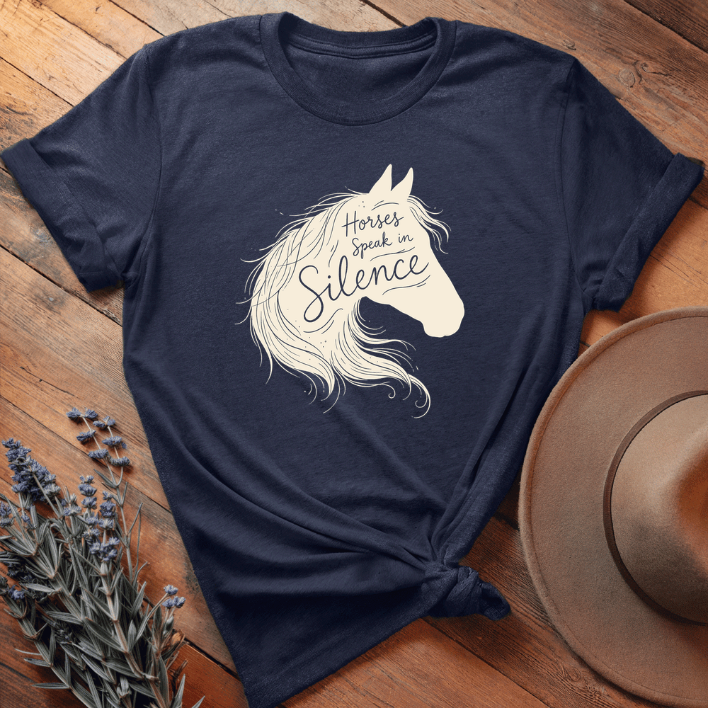 Horses Speak in Silence 1 - Premium Lightweight Tee - Navy