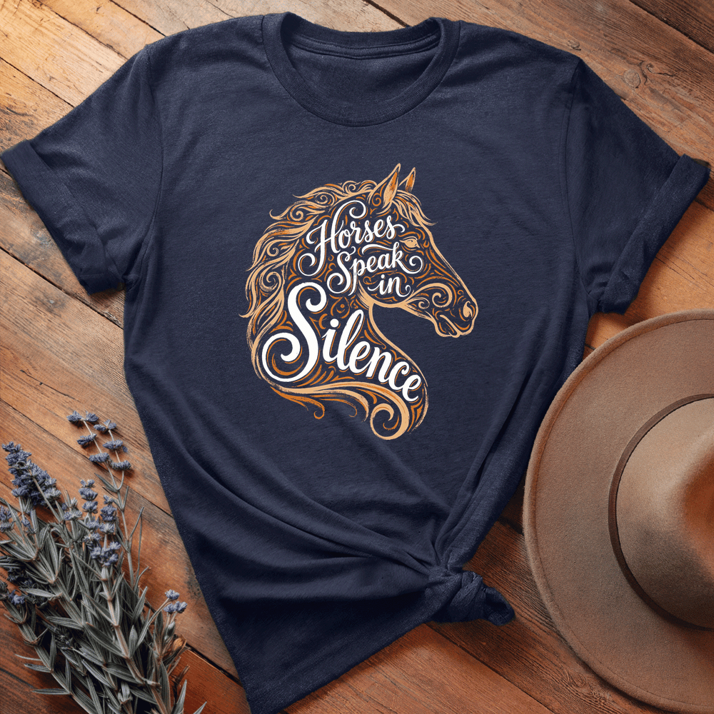 Horses Speak in Silence 2 - Premium Lightweight Tee - Navy