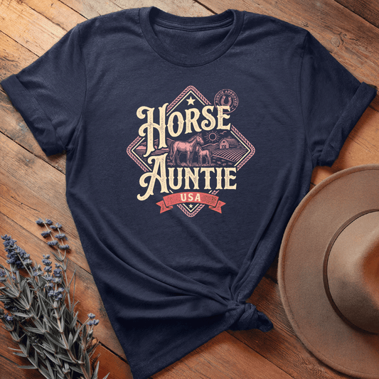Horse Auntie - Premium Lightweight Tee - Navy