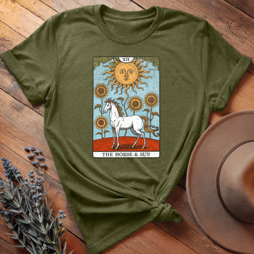 Horse Tarot Card - Premium Lightweight Tee - Olive