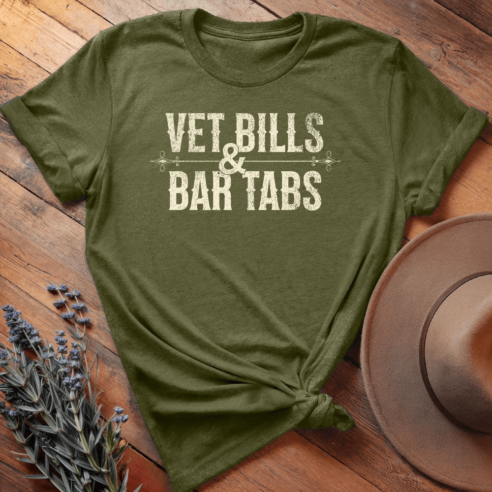 Vet Bills & Bar Tabs - Premium Lightweight Tee - Olive