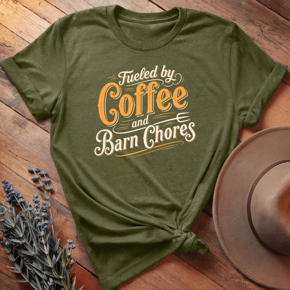 Fueled by Coffee and Barn Chores - Premium Lightweight Tee - Olive