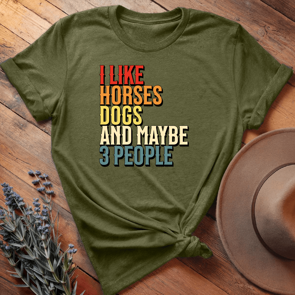 I like Horses and... - Premium Lightweight Tee - Olive