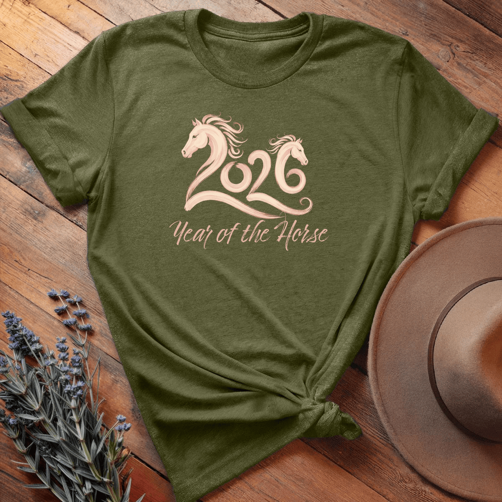 Year Of The Horse 3 - Premium Lightweight Tee - Olive