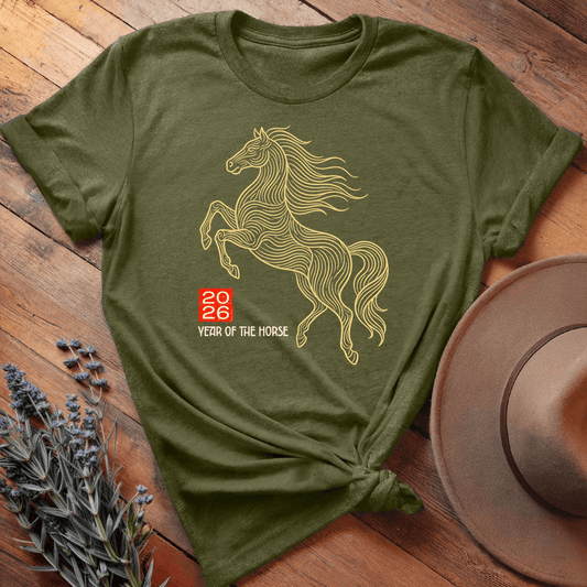 Year Of The Horse 7 - Premium Lightweight Tee - Olive