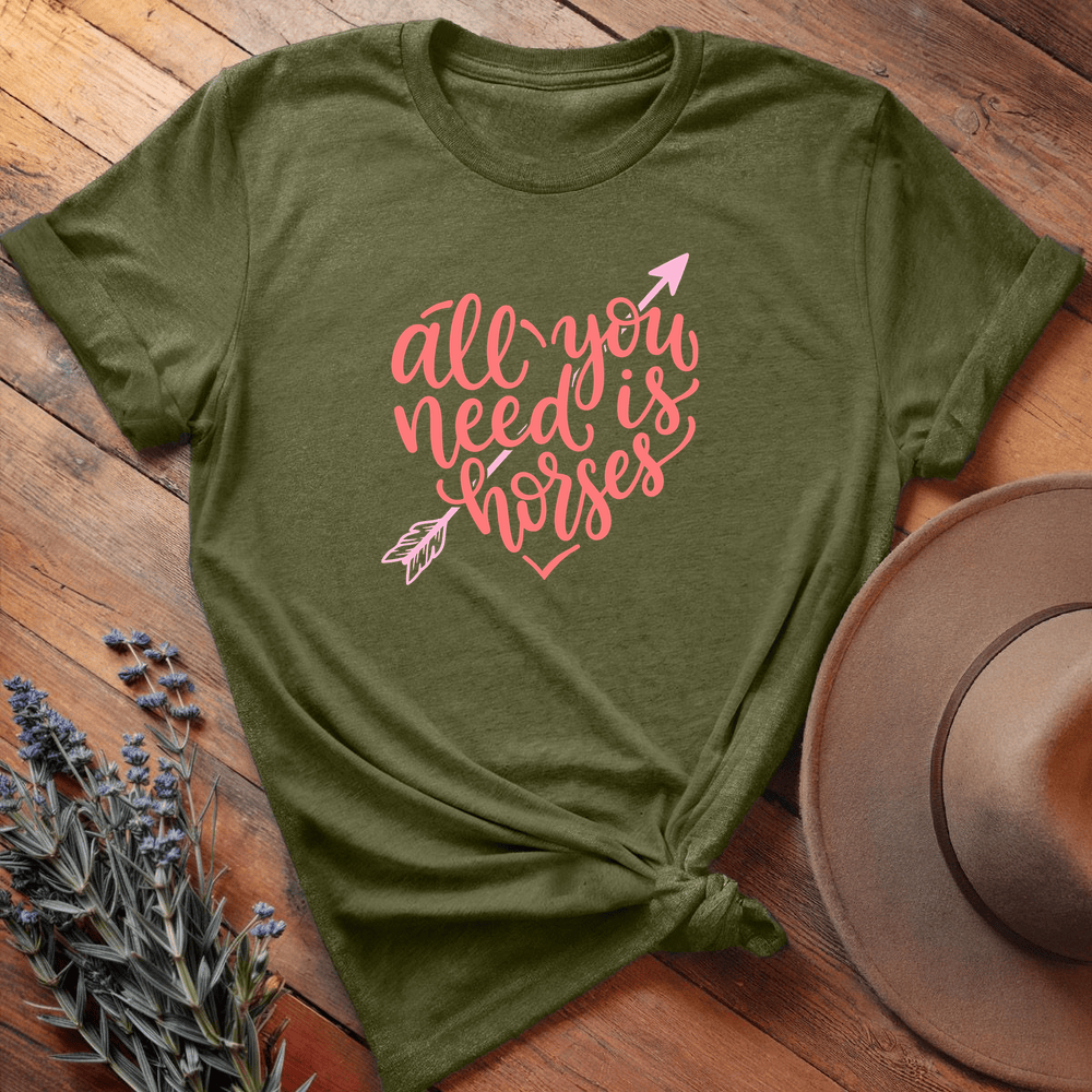 All you need is horses - Premium Lightweight Tee - Olive