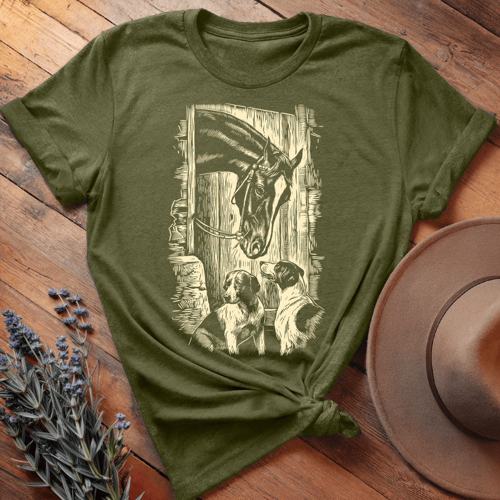 Vintage Horse Dog 3 - Premium Lightweight Tee - Olive