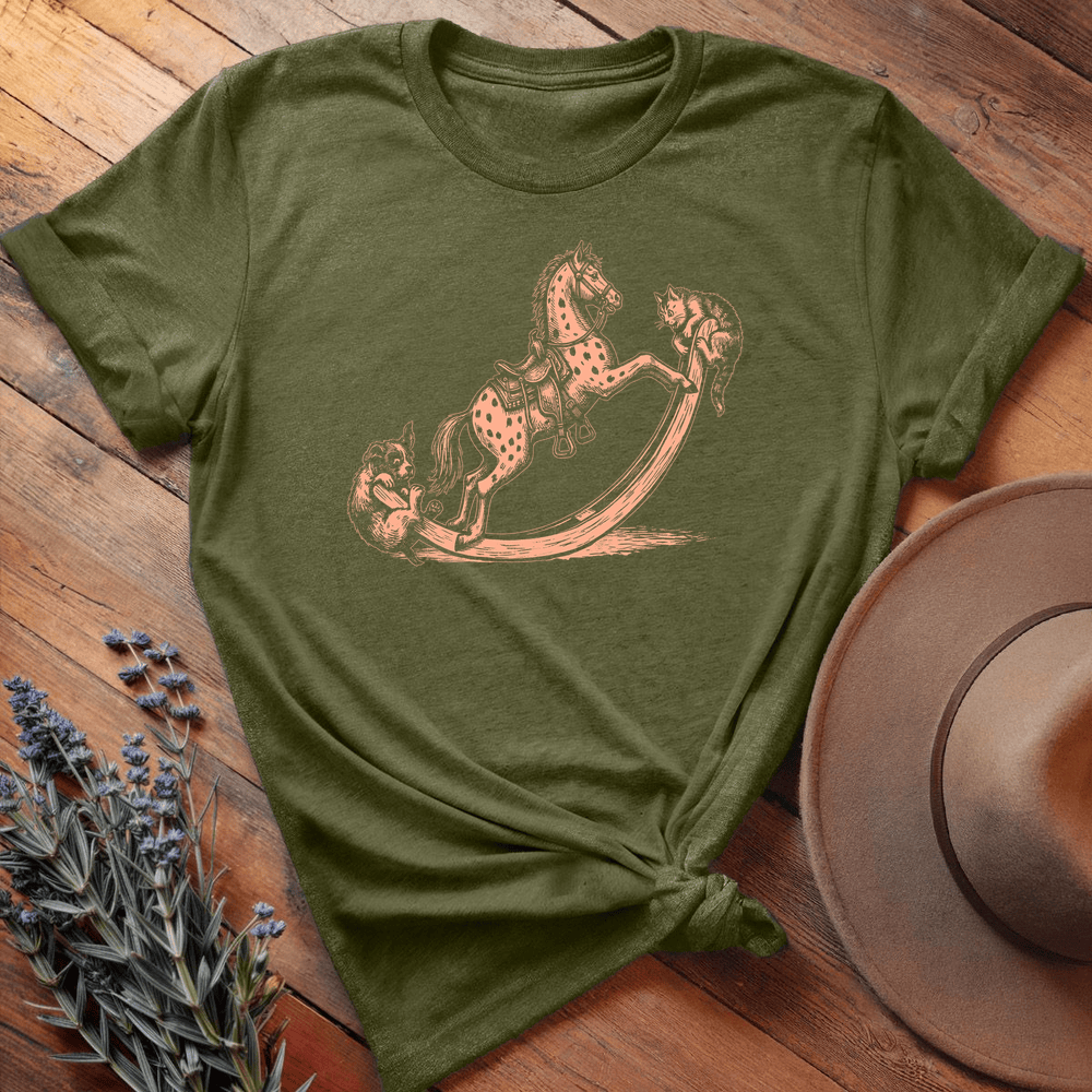 Vintage Horse Dog 7 - Premium Lightweight Tee - Olive
