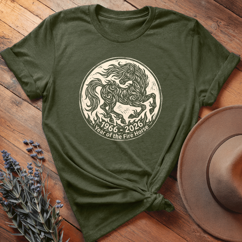 Year Of The Fire Horse 3 - Premium Lightweight Tee - Olive