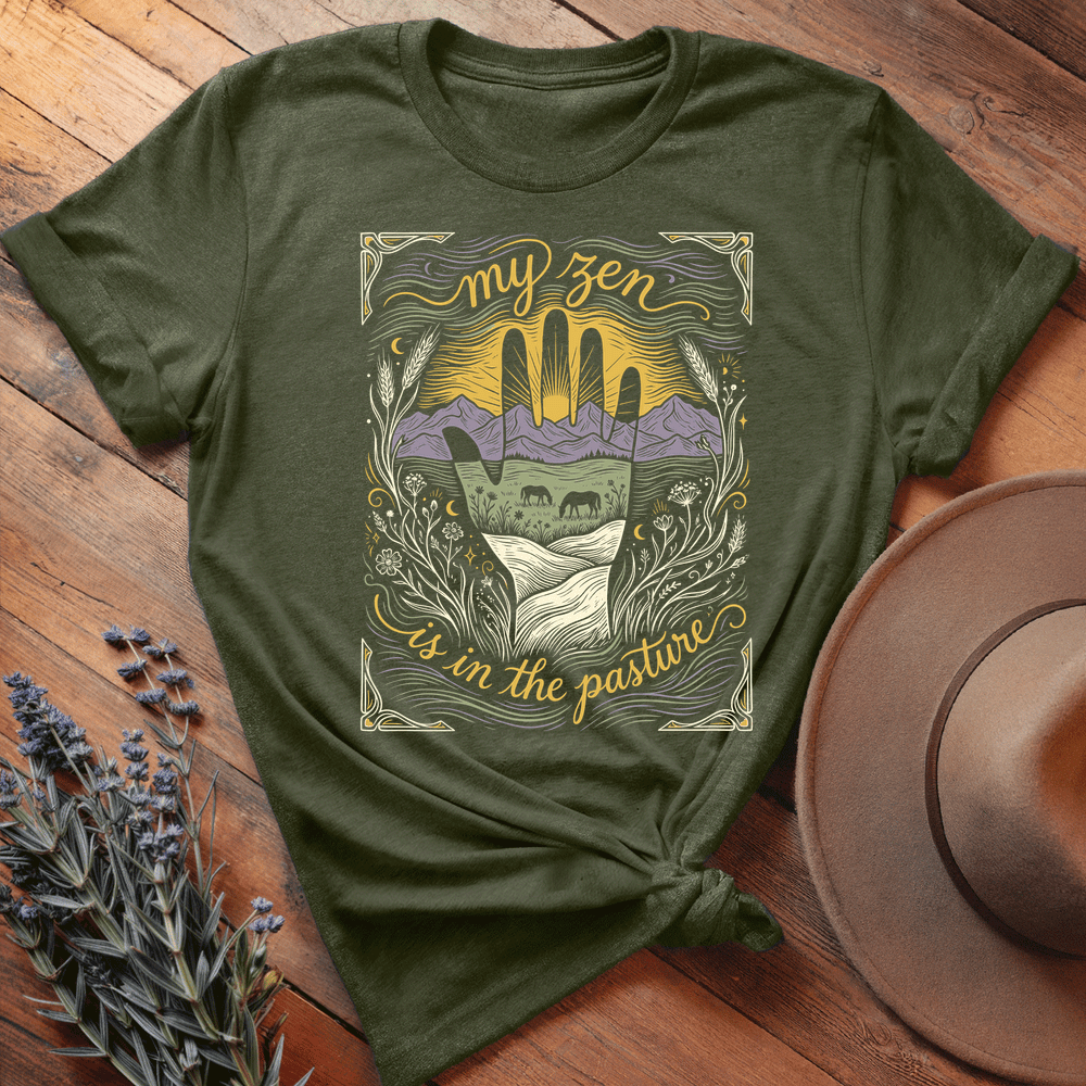 My Zen is in the Pasture - Premium Lightweight Tee - Olive