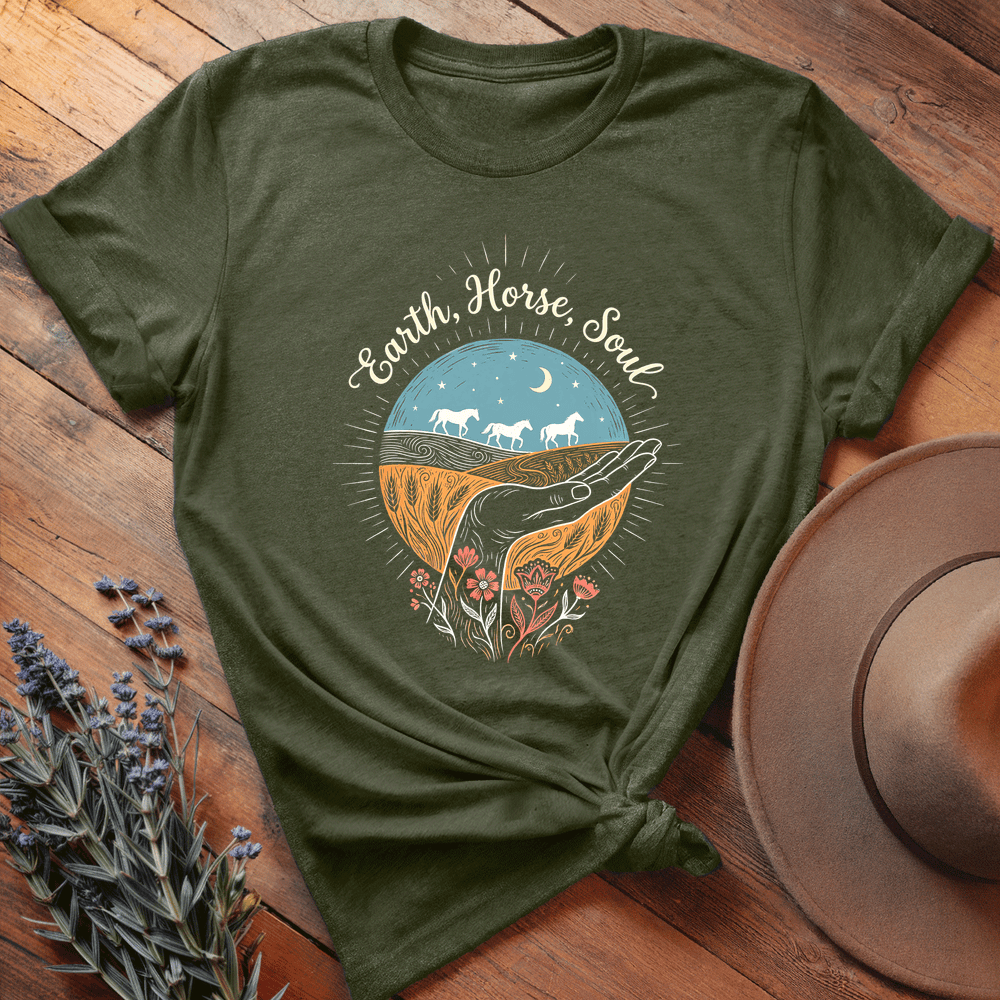 Earth, Horse, Soul - Premium Lightweight Tee - Olive