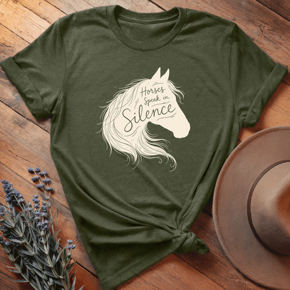Horses Speak in Silence 1 - Premium Lightweight Tee - Olive