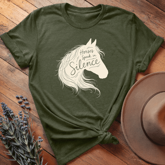 Horses Speak in Silence 1 - Premium Lightweight Tee - Olive