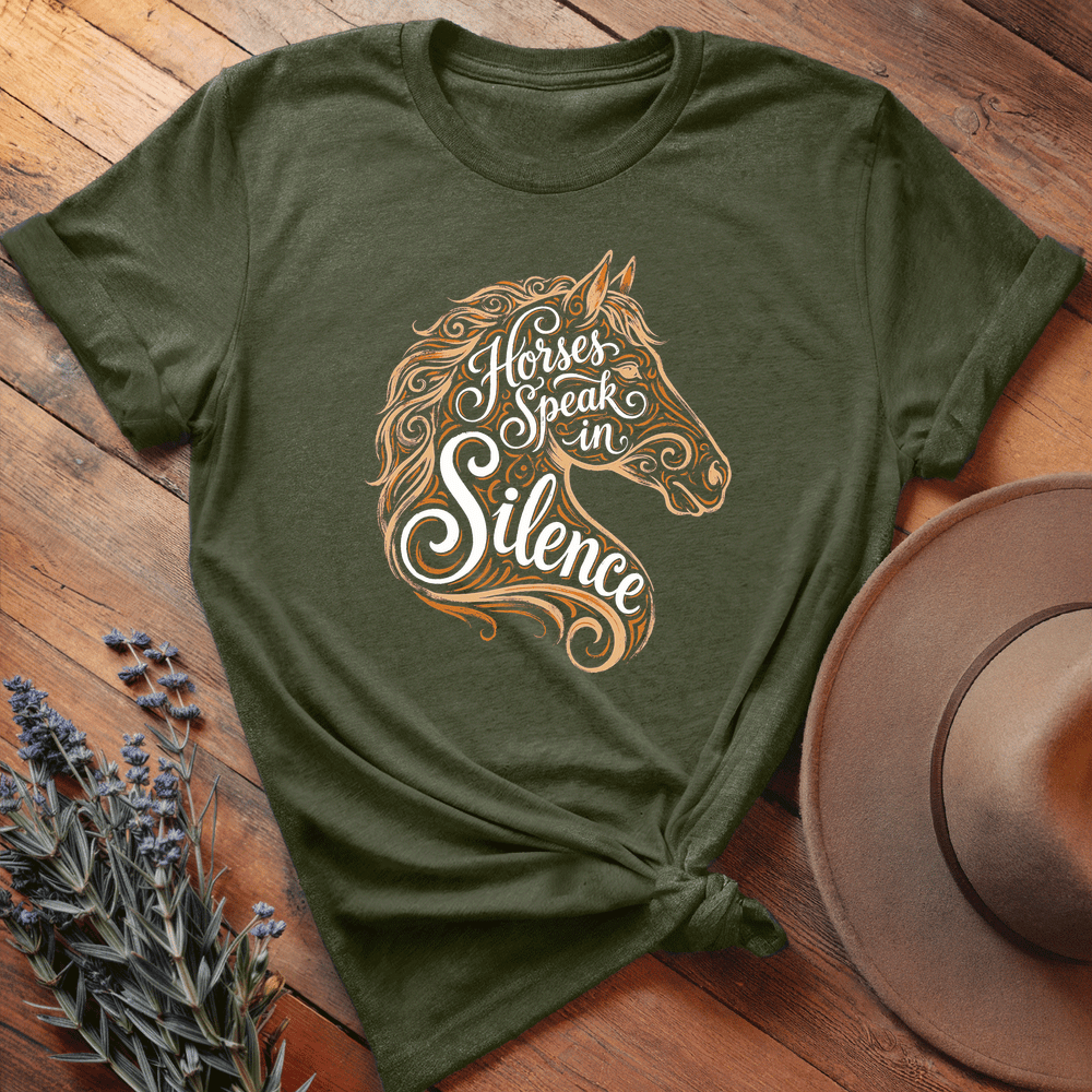 Horses Speak in Silence 2 - Premium Lightweight Tee - Olive