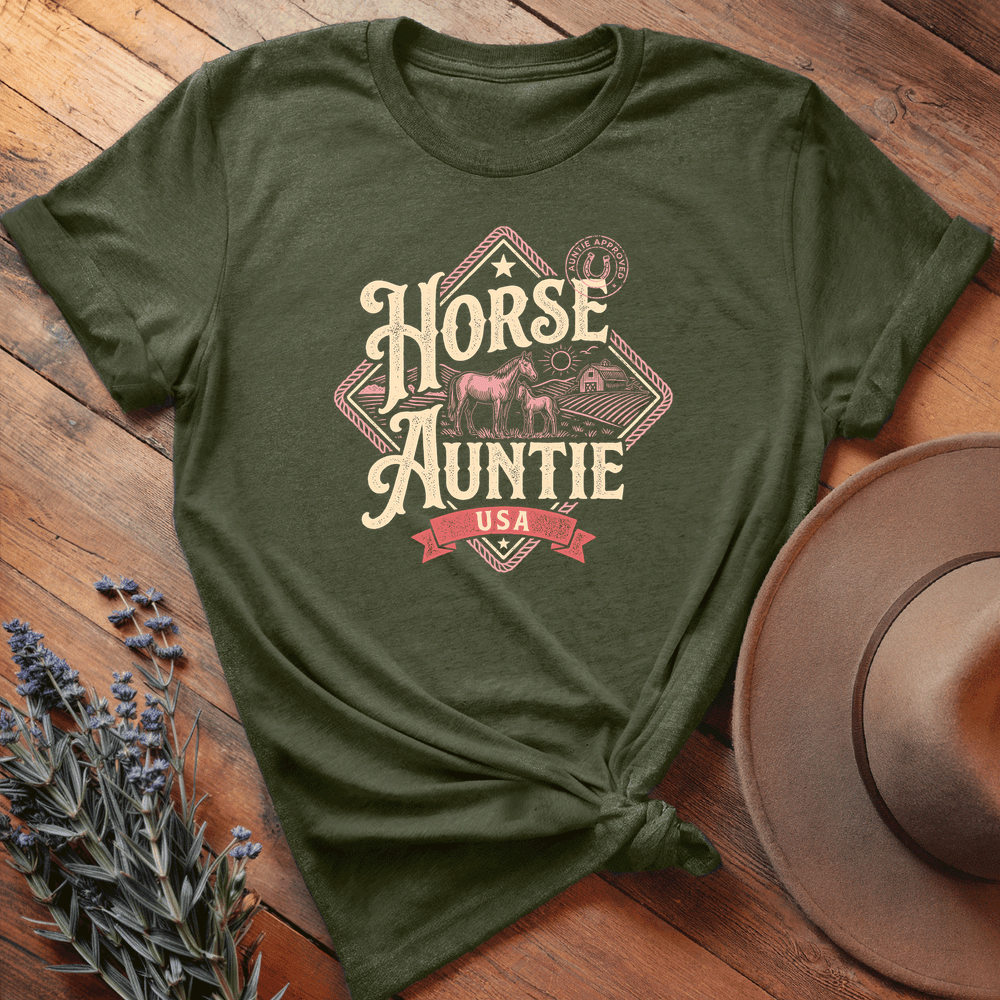 Horse Auntie - Premium Lightweight Tee - Olive