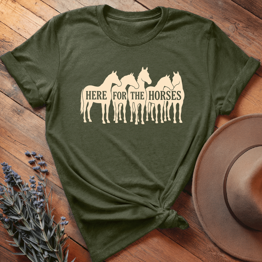 Here for the Horses - Premium Lightweight Tee - Olive