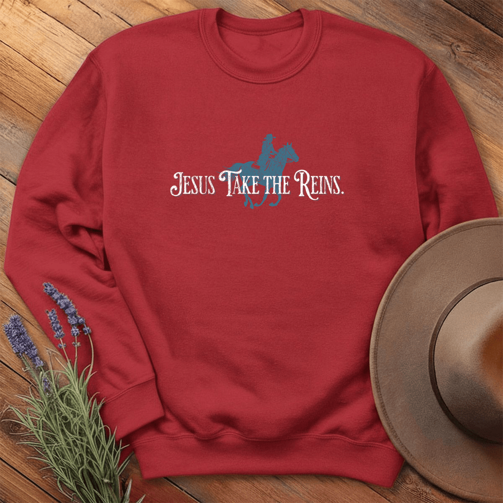Jesus Take the Reins - Sweatshirt - Red