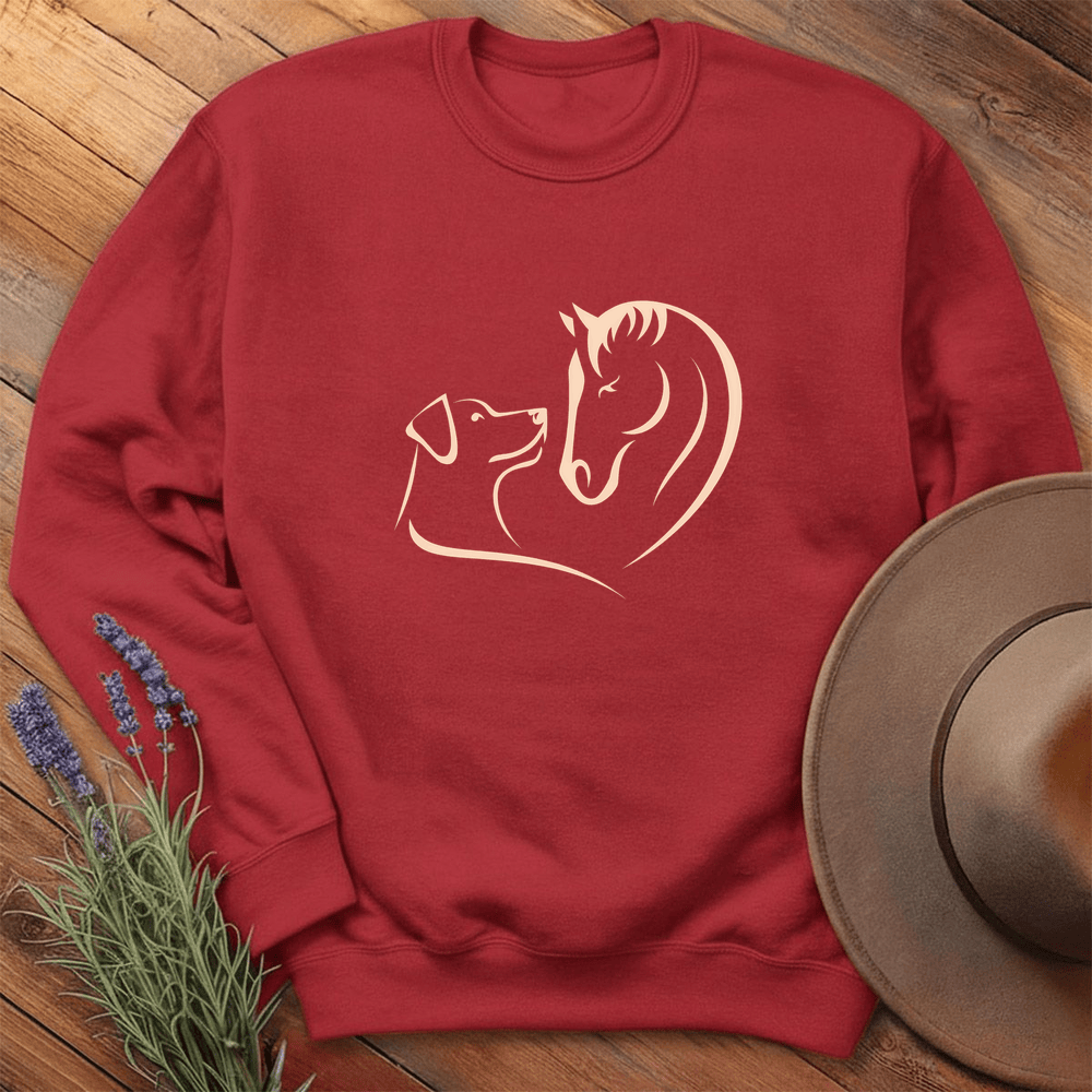 Horse & Dog Love - Sweatshirt - Red