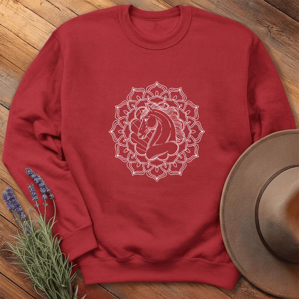 Mandala Horse Head - Sweatshirt - Red