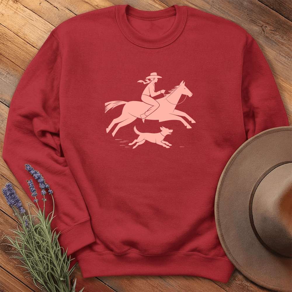 Cowgirl and dog - Sweatshirt - Red