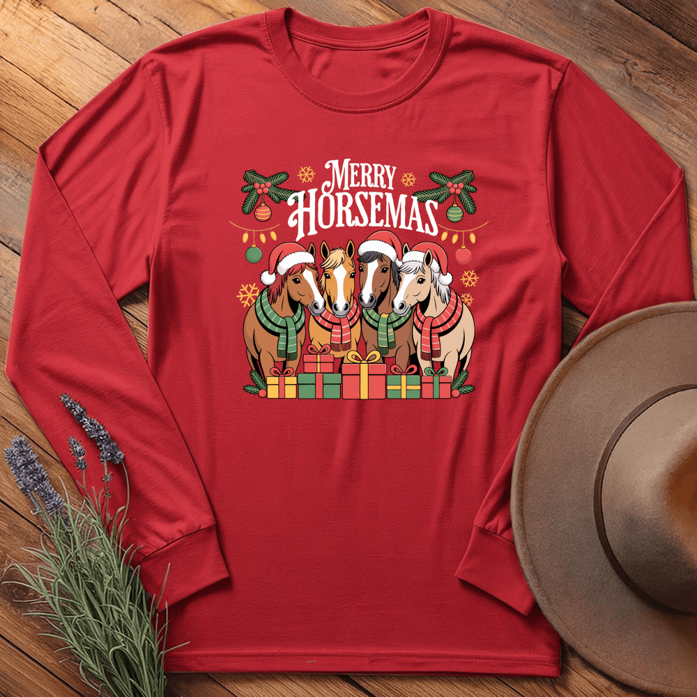 Merry Horsemas - Long Sleeve - Red
