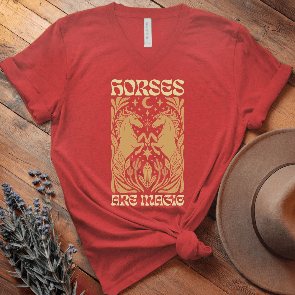 Horses Are Magic - V-neck - Red