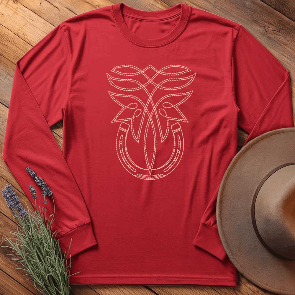 Stitching Horseshoe - Long Sleeve - Red