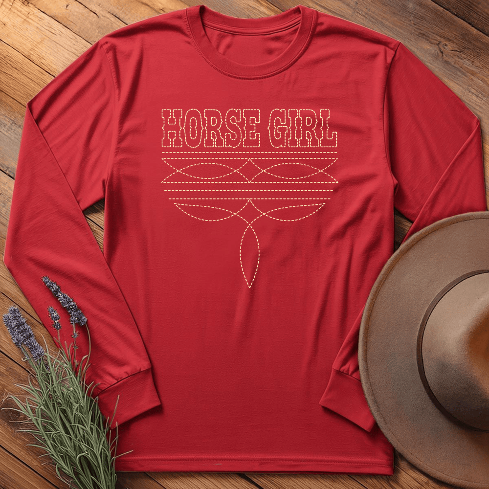 Stitching Horse Girl - Long Sleeve - Red
