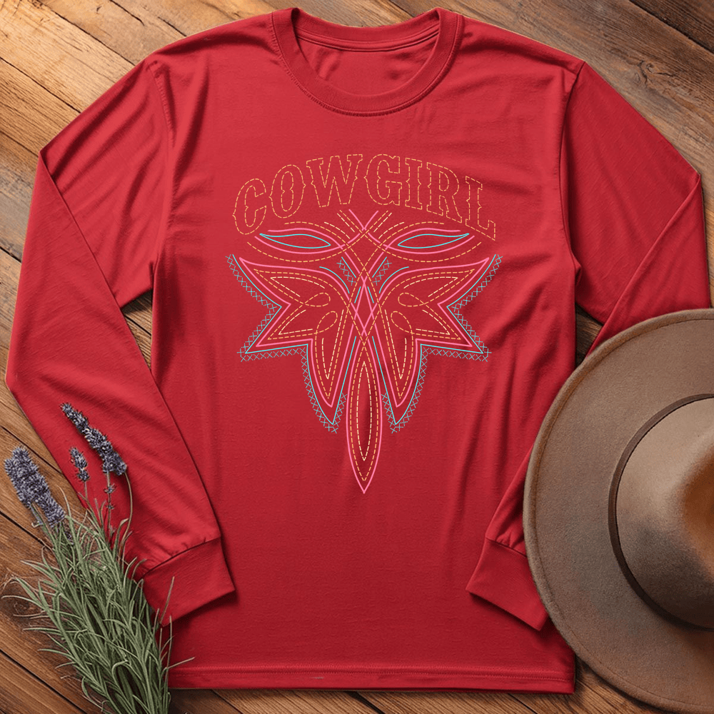 Stitching Cowgirl - Long Sleeve - Red