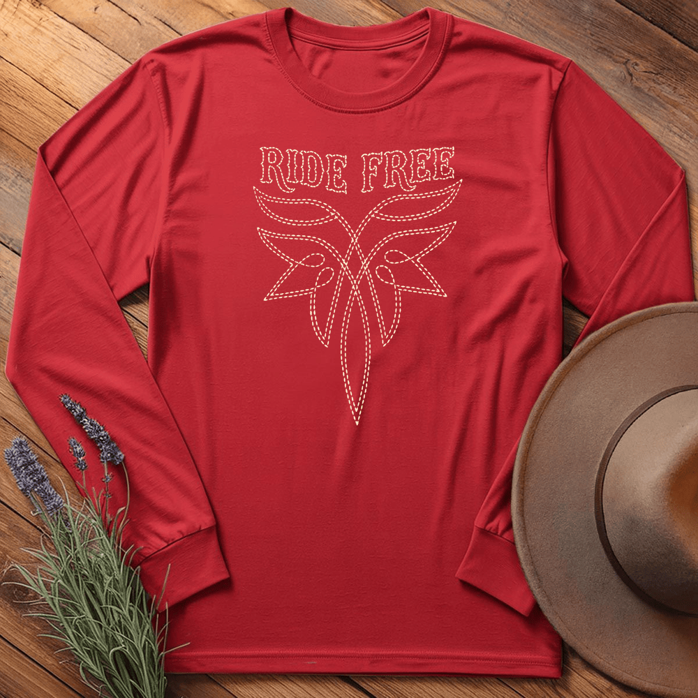 Stitching Ride Free - Long Sleeve - Red