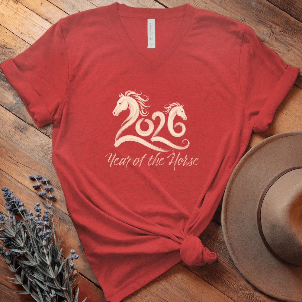 Year Of The Horse 3 - V-neck - Red