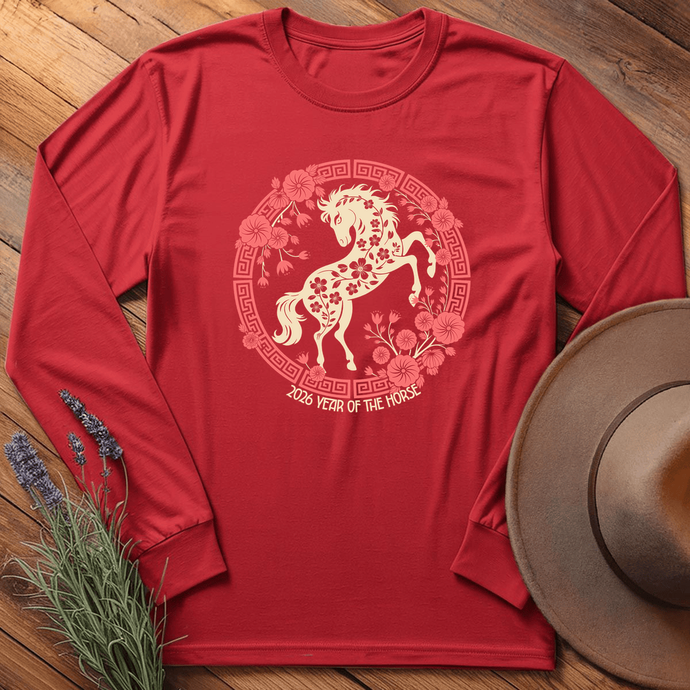 Year Of The Horse 9 - Long Sleeve - Red